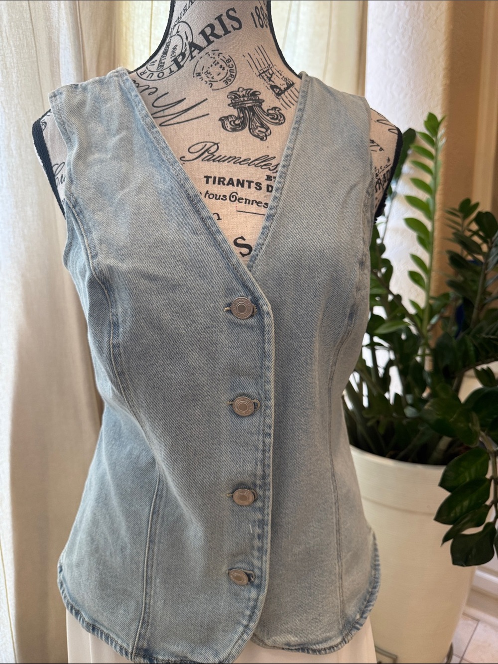 stradivarius Light Blue Denim Vest